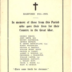 War Memorial Service, unveiling, booklet