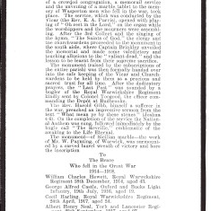 Tribute to the fallen, WWI