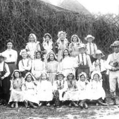 Barford School 1912 May Day dress & Sam Bennett fiddler from Ilmington