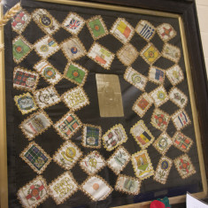 WW1, photo of Ernest George Byerley, surrounded by cigarettes silks.