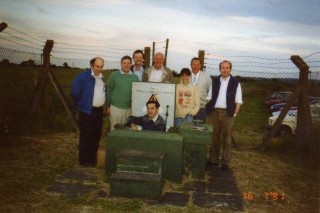 Left-right- Richard ?, Bill Taylor, Chris Potter, Harry Robbins, ?, Dick Robbins, Jim Hawtin, and  Roger Malin in the shaft. None of these men were from Barford they were from Leamington Spa & Southam.