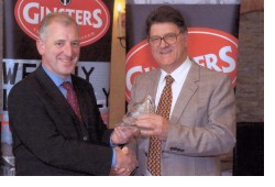Pete Webb receives Ginster's award