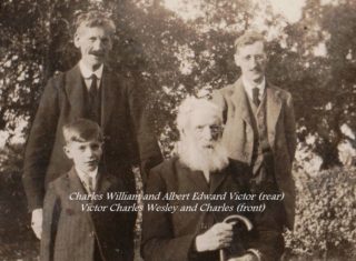 Charles William, Albert Edward Victor and Victor Charles Wesley with caption The Hunts of Bridge House