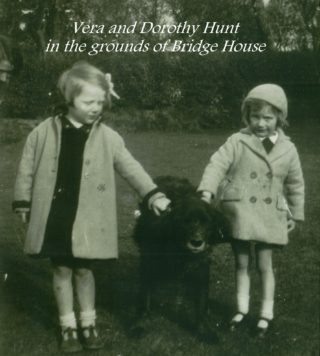 Vera and Dorothy Hunt in the grounds of Bridge House with caption The Hunts of Bridge House